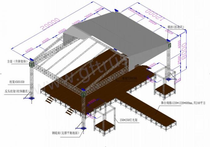 Система ферменной конструкции алюминиевого концерта системы крыши ферменной конструкции этапа на открытом воздухе